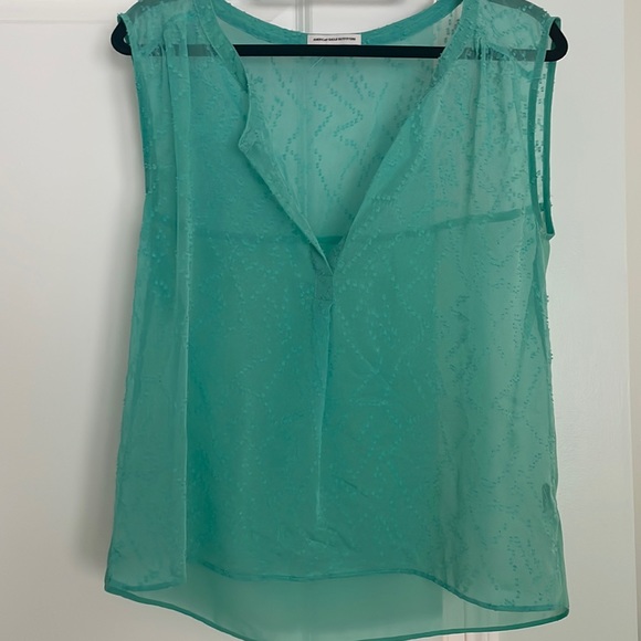 Women sheer green blouse Size Medium - Picture 1 of 5